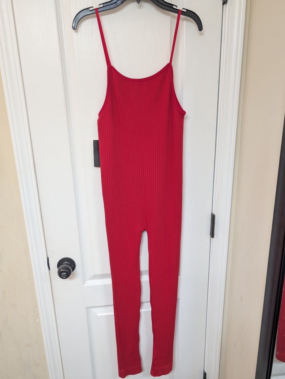 In Motion Ribbed Red One Piece Jumpsuit - Picture 4 of 8